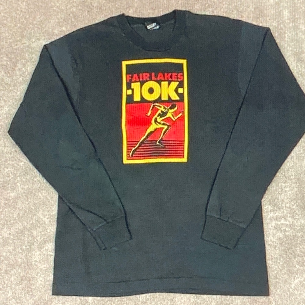 Screen Stars Black Long Sleeve Tee with Red and Yellow Graphic